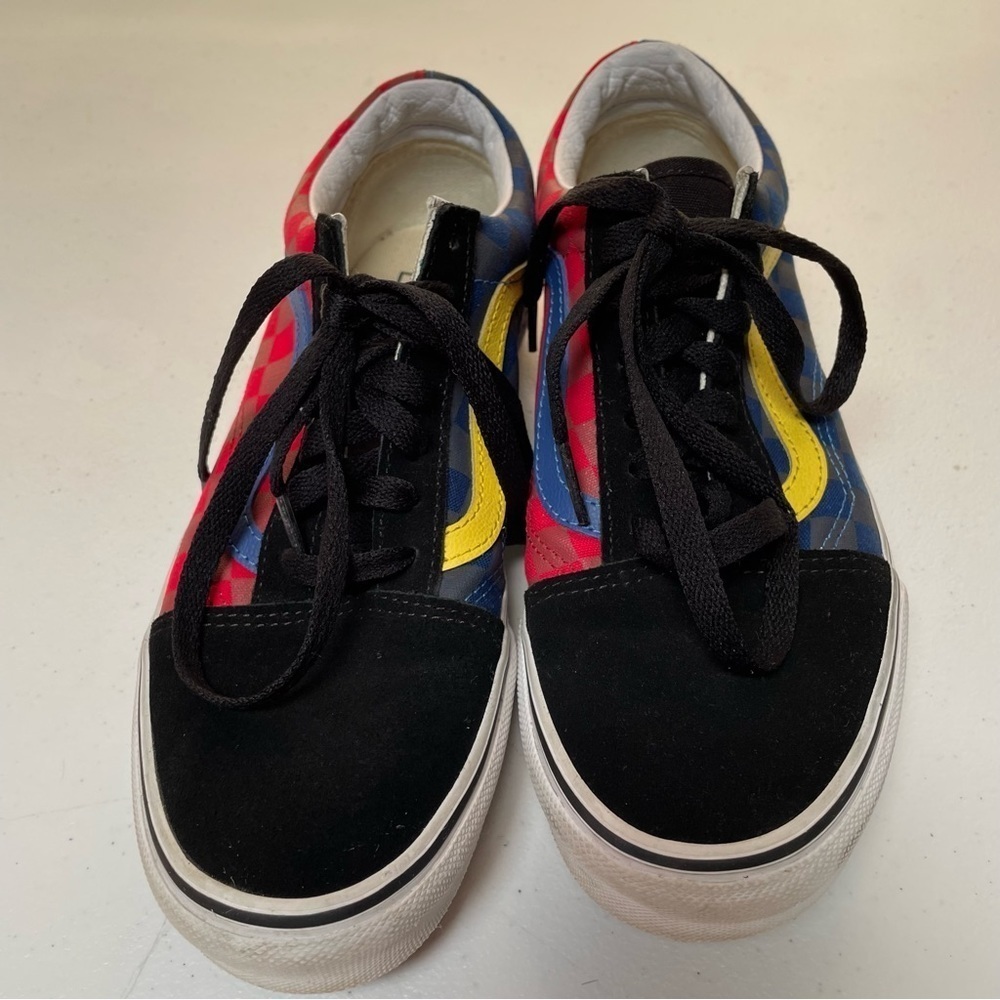 Vans Old Skool Multicolor Checkered Sneakers Sz 6 - Picture 2 of 9